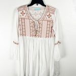 MELISSA ODABASH Natalia White Embroidered Bell Sleeves Lined Mini Dress Medium Photo 0