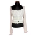 Free People  Solid Lolita Blouse Boho Tie Front Ruffle White Size Small Photo 1