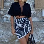 ZARA Blogger Fav Draped Mini Skirt Sz XS Printed Asymmetrical Hem Photo 1