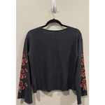 American Eagle  Red Floral Embroidered Bell Long Sleeve Sweatshirt Photo 4