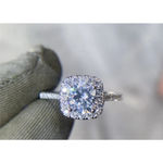 Boutique NEW 2 Ct Pave Halo Round Platinum S925 Diamond Engagement Ring‎ | Sz 7.5 NEW Photo 14