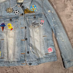 Ashley Vintage Charm Denim Jacket Women's Small Distressed Blue Jean Embroidered Photo 3