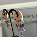 Vintage lavender and purple handmade earrings with flowers and dangling beads Photo 7