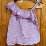 Holding Horses  Anthropologie One Shoulder Ruffle Top Pink Stripe Linen Sz S Photo 0