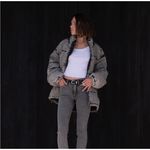 LNDN Grey Acid Wash Puffer Denim Coat Black Size XS Photo 2