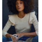 Nation Ltd Dalila Victorian Crewneck Ruffled Slub Cotton Tee Antique Cream L Photo 1