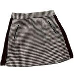 ZARA White Burgundy Houndstooth Tweed A-line Mini Winter Skirt sz small dark aca Photo 0