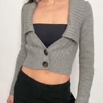 The Limited  Gray Cropped Cardigan Sweater with Sparkle Thread Photo 1