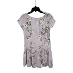AQUA  Women' Floral Print Mini Dress, Square Neckline, Short Sleeve, Light Purple Photo 6