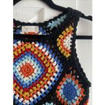 Altar'd State Womens Small Black Knit Granny Square Cropped Top Festival Indie Photo 2