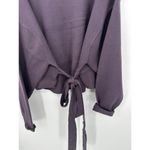 ZARA Sweater Women Medium Plum Purple Tie Wrap Belted Chunky Thick Crewneck Photo 7