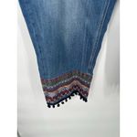 The Pyramid Collection Crop Denim Jeans Size 2X Embroidered Pom Poms Boho Hippie Blue Photo 2