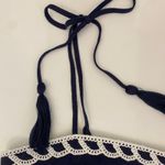 Christian LaCroix Linen Blue White Scallop Embroidered Smocked Crop Top - L NWT Photo 3