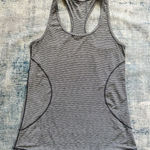 Zella Gray Stripe Space Dye Racerback Athletic Tank Top Medium Photo 0