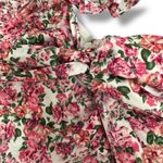 Hello Molly  Strapless Pink Floral Bow Mini Dress Cotton Fit Flare Small Photo 5