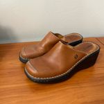 Born Leather Slip On Mule Clog Square Toe Brown Heel Casual Comfort Y2K Size 8 Tan Photo 2