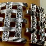 Silver Tone Rhinestone Stretch Cuff Bracelet Photo 2