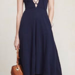 Reformation  Navy Sandy Lace Up Midi‎ Dress Size L Photo 0