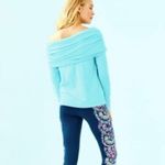 Lilly Pulitzer  Belinda Off the Shoulder Light Aqua Blue Pullover Small Photo 1
