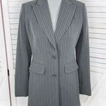 Vintage Moda International Pinstripe Long Blazer Jacket Grey Pink 4 Gray Photo 0