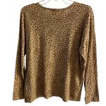 J jill crewneck animal printed knit top cotton blend Medium Petite Tan Size undefined Photo 1