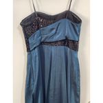 Aidan Mattox  Cocktail Dress Size 4 Teal Satin Black Sequin Sash Prom Holidays Photo 5