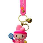 3D MY MELODY BELL KEYCHAIN BAGCHARM WITH SILICONE STRAP Pink Photo 0