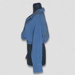 ZARA  Cropped Blouse Long Sleeve Button Front Blue Small Photo 3