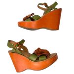 Kork-Ease x Anthropologie 7 Mina Flower Applique Platform Wedge Leather Sandals Photo 1
