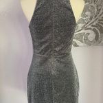 EXPRESS Silver Sparkle High Neck Sleeveless Dress Photo 2