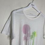 Aerie White Short Sleeve Crew Neck Graphic Palm Trees Linen T-Shirt Small Photo 2