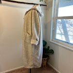Vintage 90s Cream Plush Reversible Silk Long Oversized Hooded Coat Size 2X White Photo 7