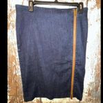 Ralph Lauren  Denim skirt, leather trim, zipper, size 8 Photo 2
