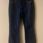 Michael Kors Cropped Gold Studded Jeans with Fringe Hem Photo 0