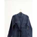 ZARA Navy Blue Cargo Trench Coat Size Medium Military Lightweight Photo 4