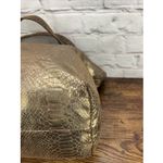 Kate Spade Gold Metallic Snake Embossed Tote Rainbow Polka Dot Lining VTG Photo 5