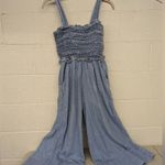 RTR Sz 10 Large Sea New York Dakota Smocked Jumpsuit blue denim Wide leg jean Photo 3