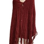 LuLaRoe Chenille Merlot Burgundy “Mimi” Sweater Wrap Poncho Cape Fringe Scarf Photo 2
