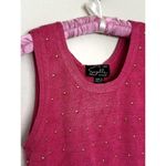 Gorgeous Vintage 70s L Suzelle Raspberry Pink Gold Studded Knit Tank Top Ramie Size L Photo 3