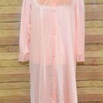 Vanity Fair Long Robe Pink Peach Small Gown USA Tricot All Nylon Vintage Buttons Photo 0