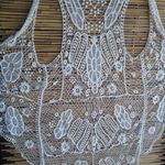 Rebellion  L White String Knit Open Tunic Vest Photo 3