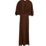 ZARA  Women’s Brown Satin Effect Pleated Stretch Jumpsuit Size Small Photo 5