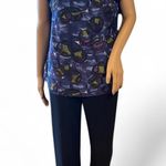 Boden USA NWOT! Boden SILK Abstract Blue Sleeveless Blouse Top Ruffled Neck Lined Size 8 Photo 4