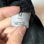 Black Denim Look Mini Dress Embellished Beaded Button Front Lace Size Medium Photo 11