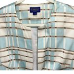 Pendleton  Blazer Jacket Womens 4 Blue Tan White Plaid Open Silk Blend Preppy Photo 2