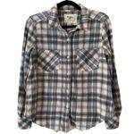 Holding Horses  Blue White Plaid Flannel Western Chiffon Back Shirt Size Small Photo 2