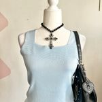 Baby Blue Knit Tank Top, Y2K, Soft Girl, Coquette,‎ Cottagecore, Fairy, Medium Photo 1