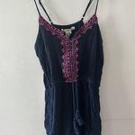 American Rag Romper Women's Medium Navy Sleeveless Embroidered Bohemian Boho Photo 0