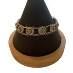 Vintage Van Lou Sterling Silver Link Bracelet Green Enamel Stamped Estate 7" Photo 0