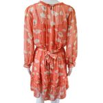 Simply Vera  Vera Wang Coral Floral Chiffon Belted Ruffles Midi Dress Size Medium Photo 4
